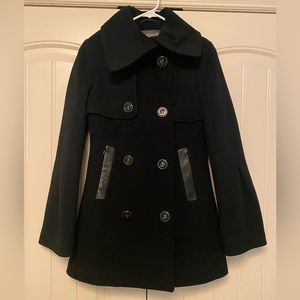 Mackage Wool Coat with Leather Trim